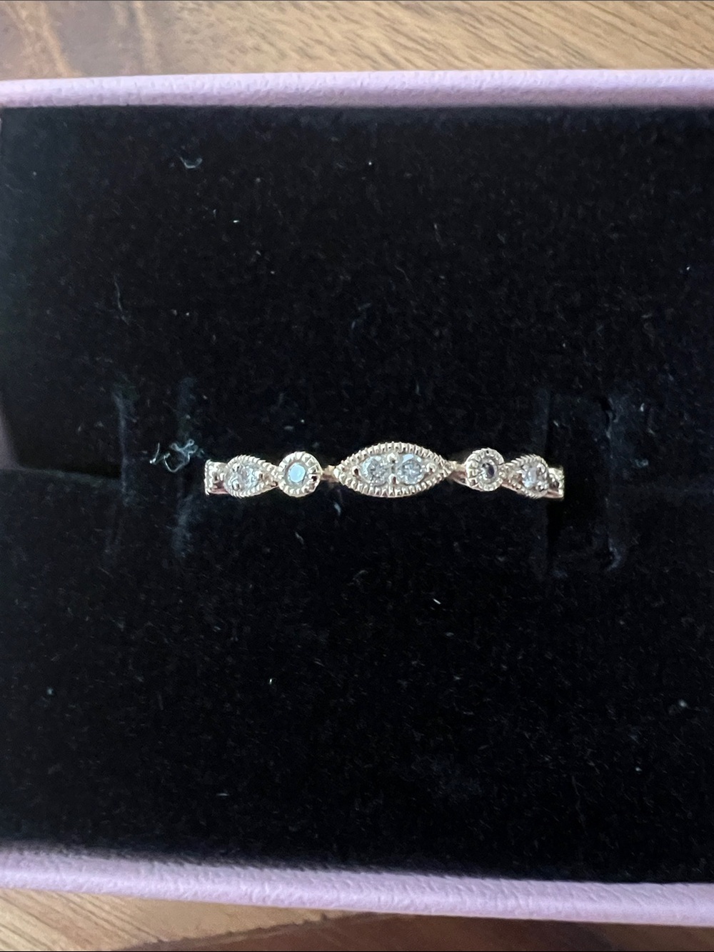 Delicate 10k solid gold diamond Stackable Ring - Women's Jewelry